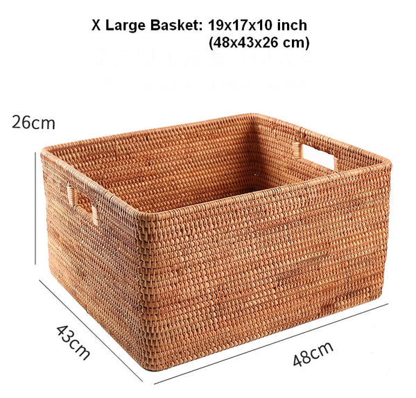 Extra Large Woven Baskets for Living Room, Storage Baskets for Clothes, Storage Baskets for Kitchen, Rectangular Storage Basket for Bedroom, Storage Baskets for Shelves-artworkcanvas