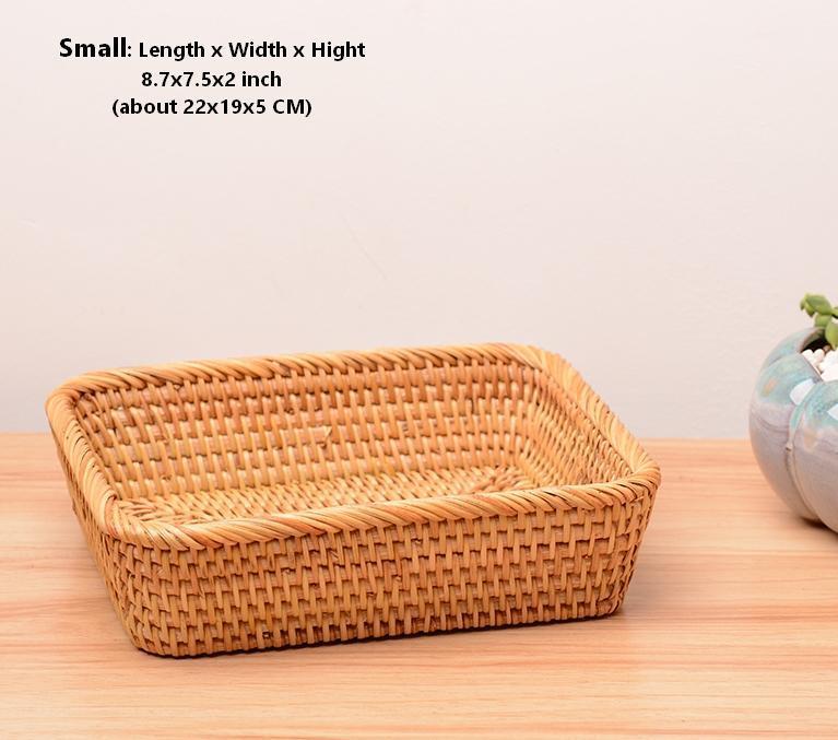 Woven Rectangular Storage Basket, Lovely Rattan Storage Basket, Storage Baskets for Kitchen-artworkcanvas