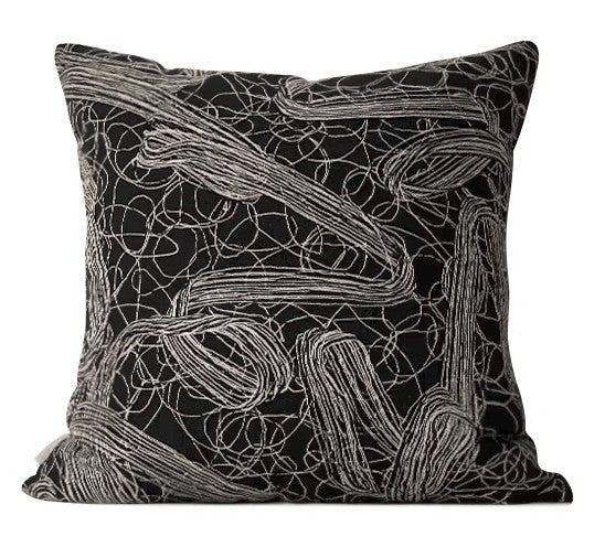 Decorative Pillow for Interior Design, Black Modern Throw Pillows, Simple Modern Throw Pillow for Couch, Modern Sofa Pillow Covers-artworkcanvas