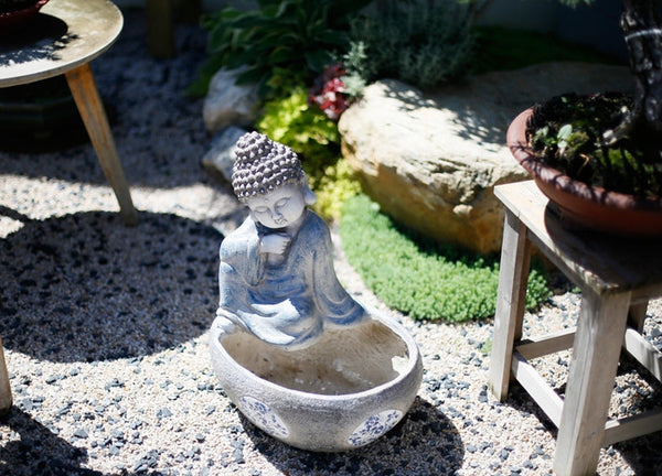 Sitting Buddha Flowerpot, Buddha Statue, Garden Decor Ideas, Large Figure Statue for Garden Ornaments, Villa Courtyard Decor, Outdoor Decoration Ideas-artworkcanvas