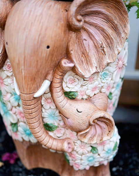 Beautiful Elephant Flowerpot, Modern Garden Flower Pot, Unique Animal Statue for Garden Ornaments, Resin Statue for Garden, Villa Outdoor Decor Gardening Ideas-artworkcanvas
