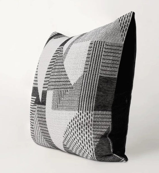 Geometric Grey Back Contemporary Cushions for Interior Design, Large Modern Decorative Pillows for Sofa, Modern Throw Pillows for Couch-artworkcanvas