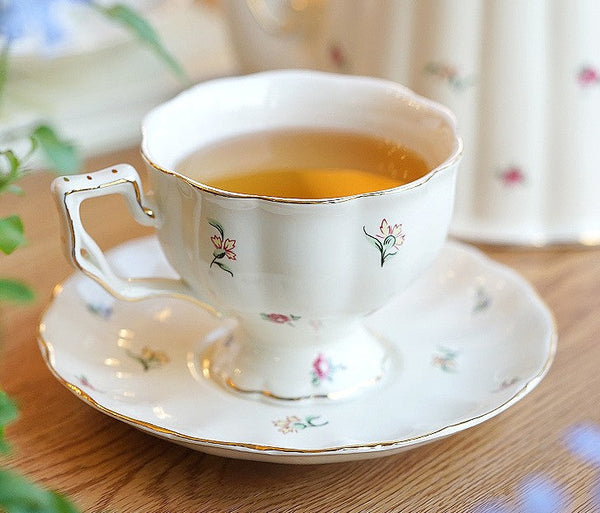 Bone China Porcelain Tea Cup Set, Beautiful British Tea Cups, Traditional English Tea Cups and Saucers, Unique Ceramic Coffee Cups-artworkcanvas