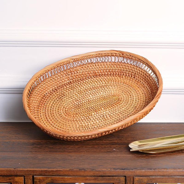 Rattan Storage Basket for Pantry, Round Storage Basket, Storage Baskets for Kitchen, Woven Storage Basket for Dining Room-artworkcanvas