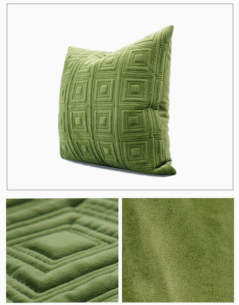 Large Square Modern Throw Pillows for Couch, Green Geometric Modern Sofa Pillows, Large Decorative Throw Pillows, Simple Throw Pillow for Interior Design-artworkcanvas