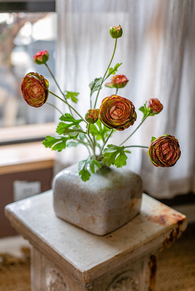 Dining Room Flower Arrangement Ideas, Ranunculus Asiaticus Flowers, Simple Modern Floral Arrangement Ideas for Home Decoration, Spring Artificial Floral for Bedroom-artworkcanvas