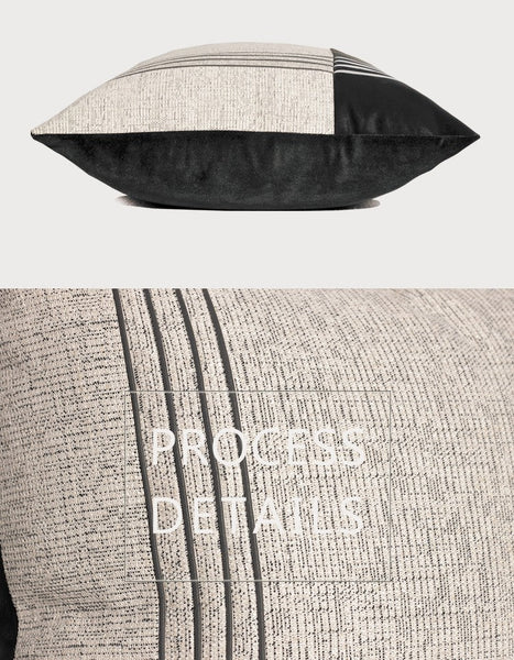 Black Grey Modern Sofa Pillows, Modern Pillows for Living Room, Decorative Modern Pillows for Couch, Contemporary Throw Pillows-artworkcanvas