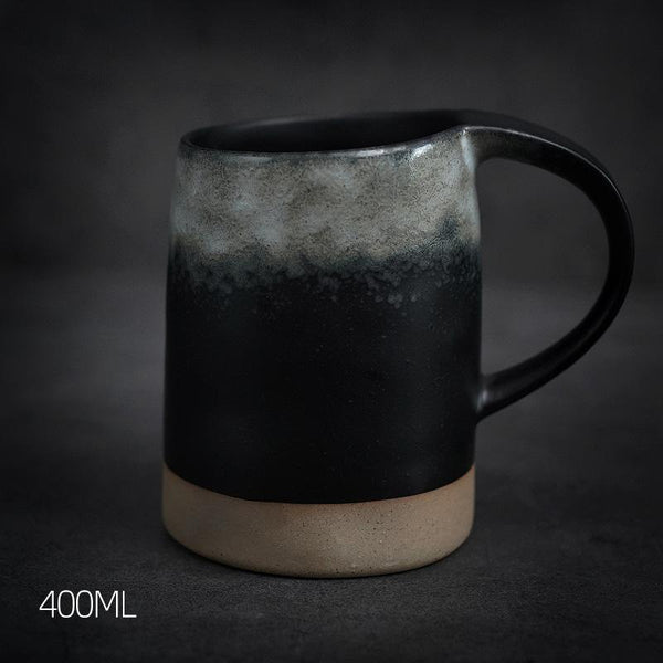 Black Pottery Coffee Cup, Ceramic Coffee Mug, Latte Coffee Cup, Handmade Coffee Cup, Large Tea Cup-artworkcanvas