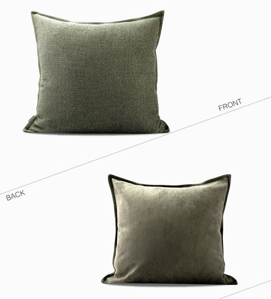 Large Green Square Modern Throw Pillows for Couch, Large Throw Pillow for Interior Design, Contemporary Modern Sofa Pillows, Simple Decorative Throw Pillows-artworkcanvas