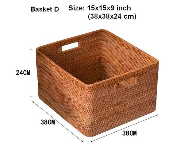 Rattan Storage Baskets, Storage Basket for Shelves, Rectangular Storage Basket for Toys, Storage Baskets for Kitchen, Storage Baskets for Bedroom-artworkcanvas