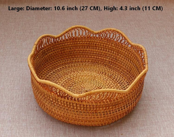 Woven Round Storage Basket, Cute Small Rattan Woven Baskets, Fruit Storage Basket, Storage Baskets for Kitchen-artworkcanvas