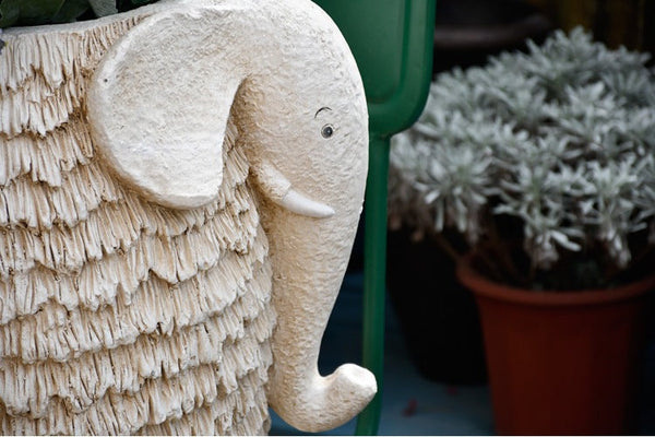 Unique Garden Flowerpot, Large Elephant Flowerpot, Resin Statue for Garden, Modern Animal Statue for Garden Ornaments, Villa Outdoor Decor Gardening Ideas-artworkcanvas