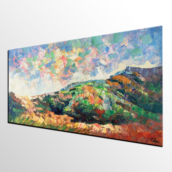 Mountain Abstract Art, Abstract Painting, Bedroom Wall Art, Original Artwork, Canvas Painting-artworkcanvas