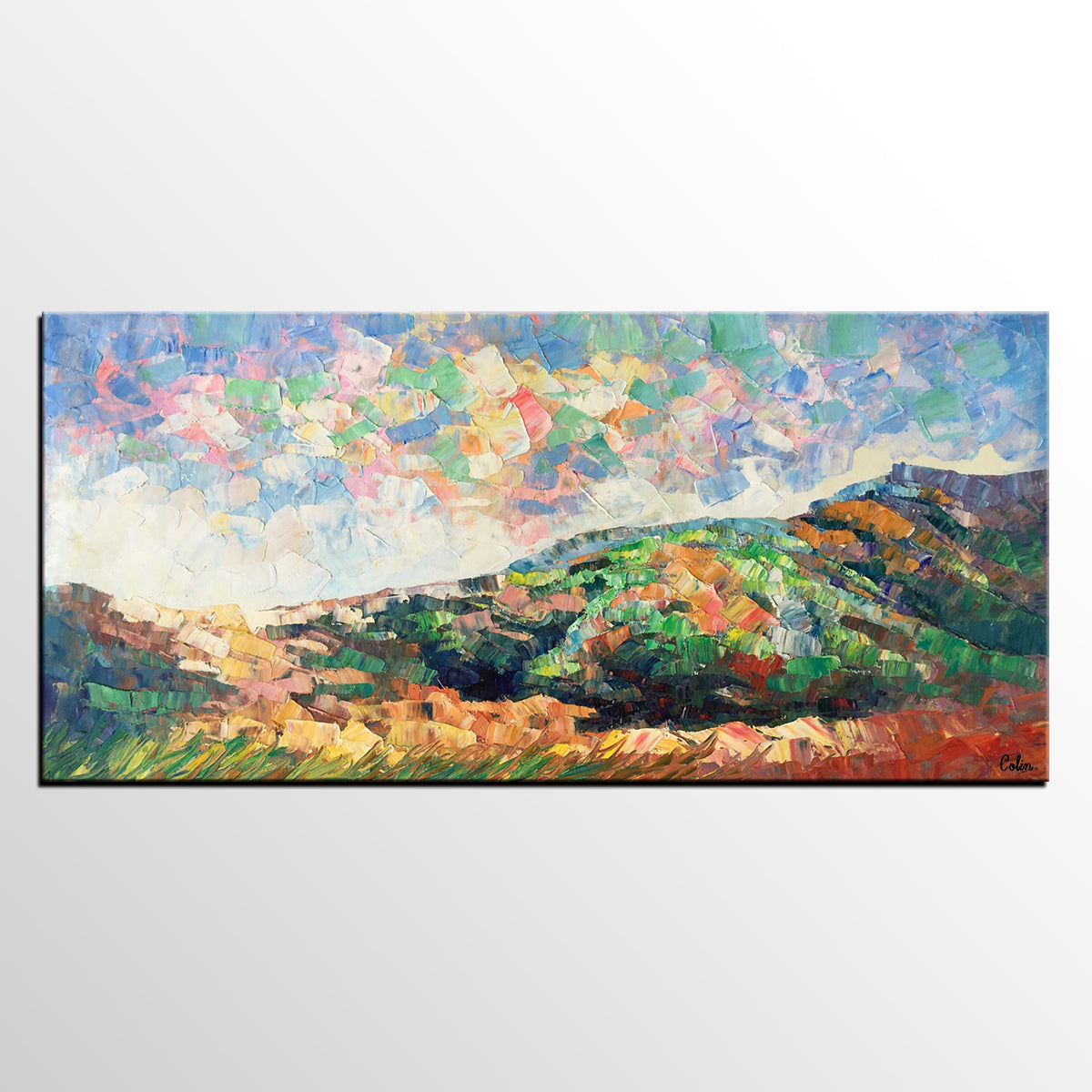 Mountain Abstract Art, Abstract Painting, Bedroom Wall Art, Original Artwork, Canvas Painting-artworkcanvas