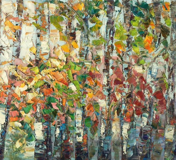Landscape Painting, Autumn Birch Tree Painting, Custom Large Wall Art, Oil Painting, Canvas Painting-artworkcanvas