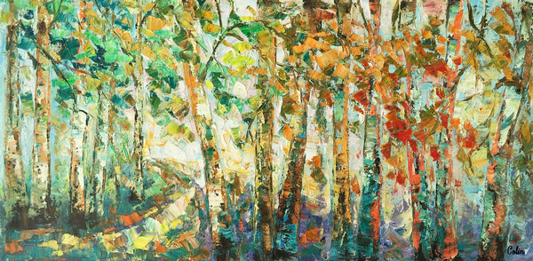 Contemporary Art, Wall Art, Birch Tree Painting, Abstract Painting, Custom Canvas Painting, Oil Painting-artworkcanvas