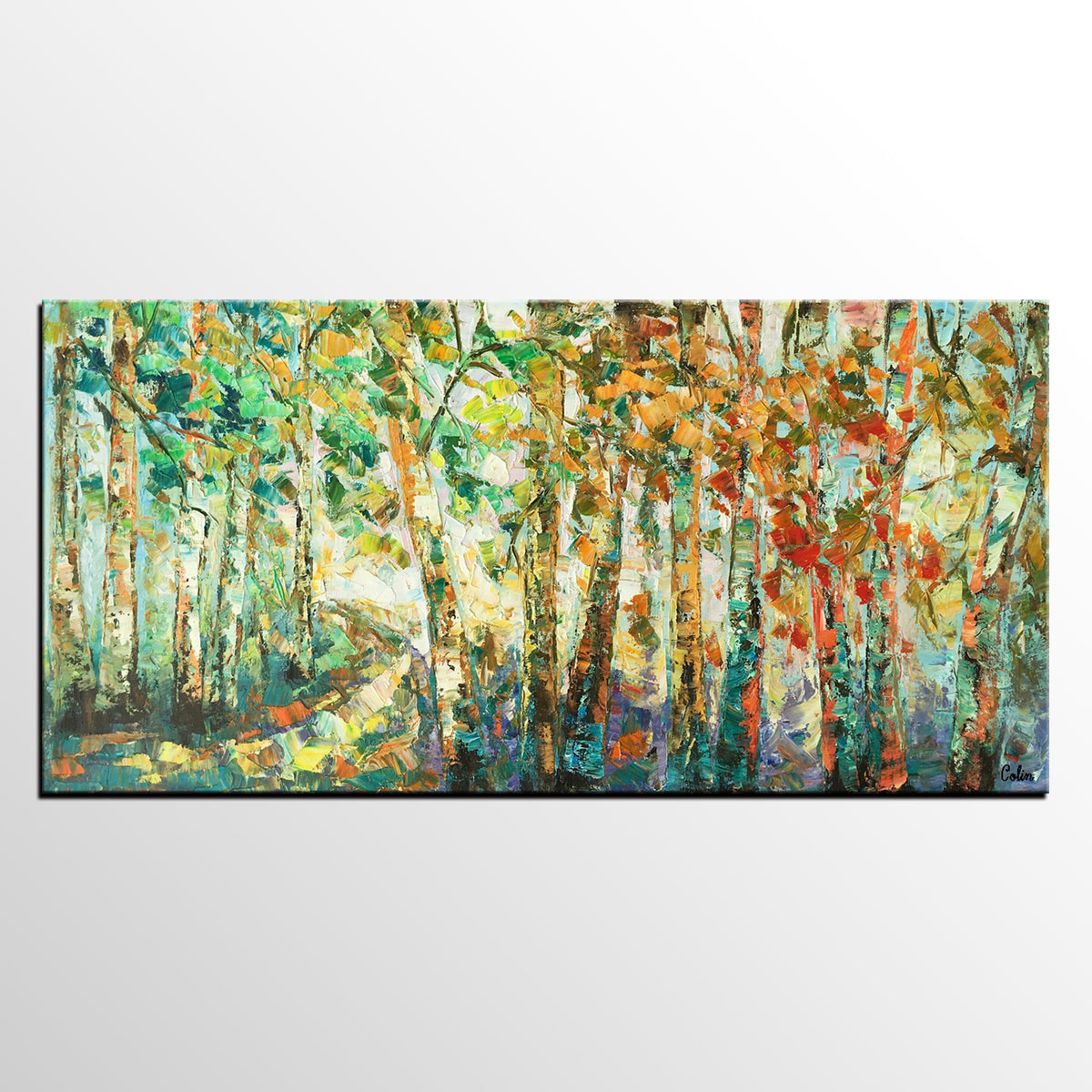Contemporary Art, Wall Art, Birch Tree Painting, Abstract Painting, Custom Canvas Painting, Oil Painting-artworkcanvas