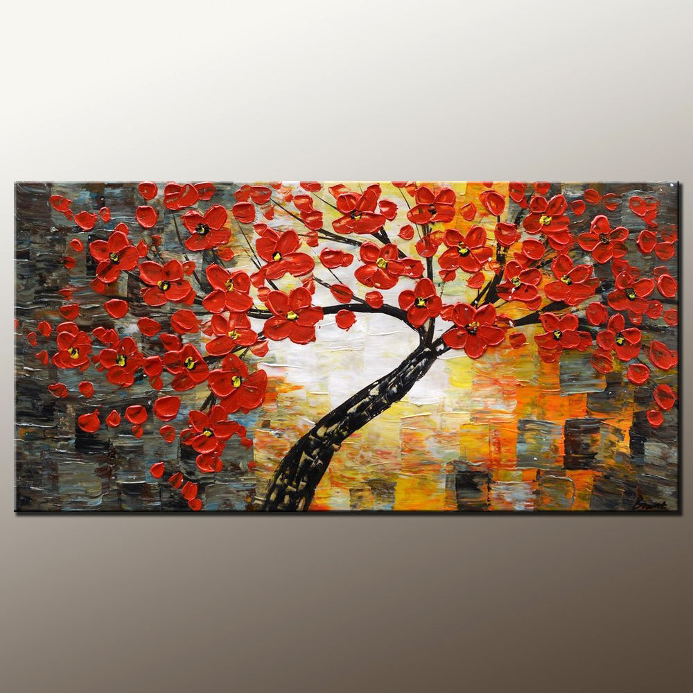 Wall Painting, Home Art, Canvas Art, Abstract Painting, Flower Tree Painting, Wall Art, Original Painting, Modern Art, 506-artworkcanvas