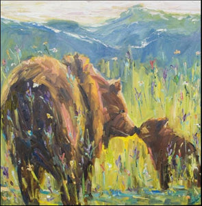 Custom Kissing Bear Painting for KAra Akers, 50x50 inch, Unframe and Roll in Tube for Shipping-artworkcanvas