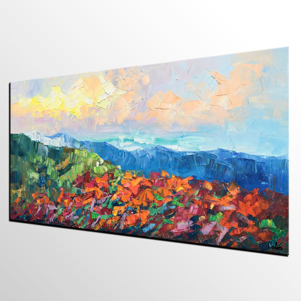 Autumn Mountain Painting, Canvas Painting for Bedroom, Landscape Painting on Canvas, Wall Art Painting, Custom Original Oil Paintings-artworkcanvas