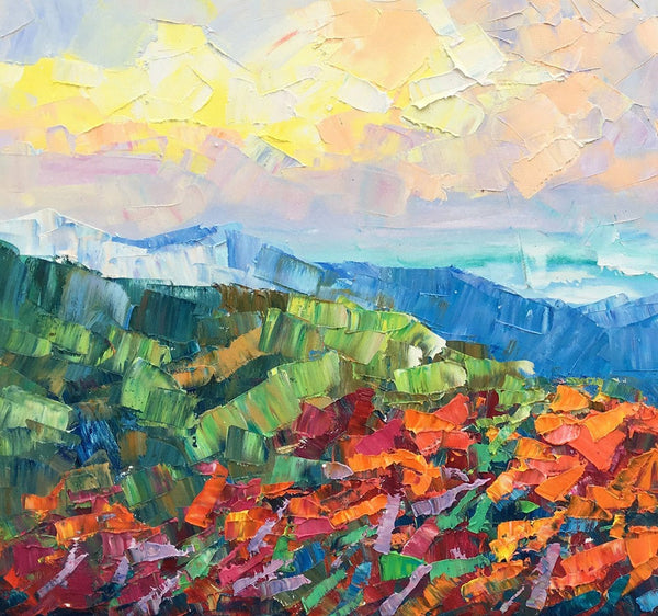 Autumn Mountain Painting, Canvas Painting for Bedroom, Landscape Painting on Canvas, Wall Art Painting, Custom Original Oil Paintings-artworkcanvas
