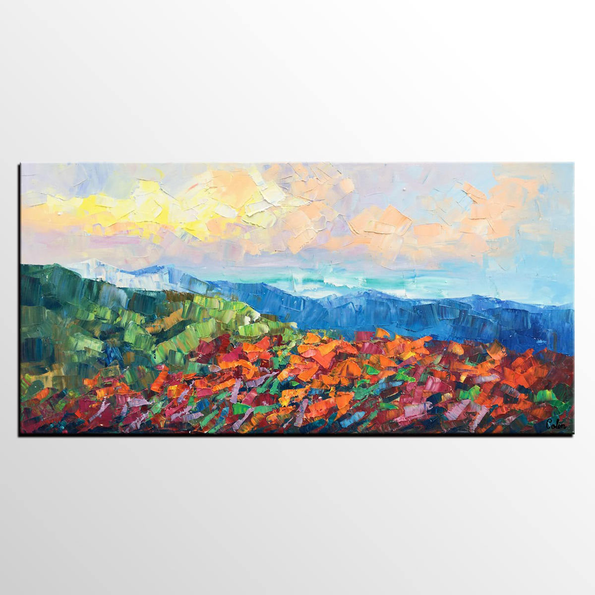 Autumn Mountain Painting, Canvas Painting for Bedroom, Landscape Painting on Canvas, Wall Art Painting, Custom Original Oil Paintings-artworkcanvas