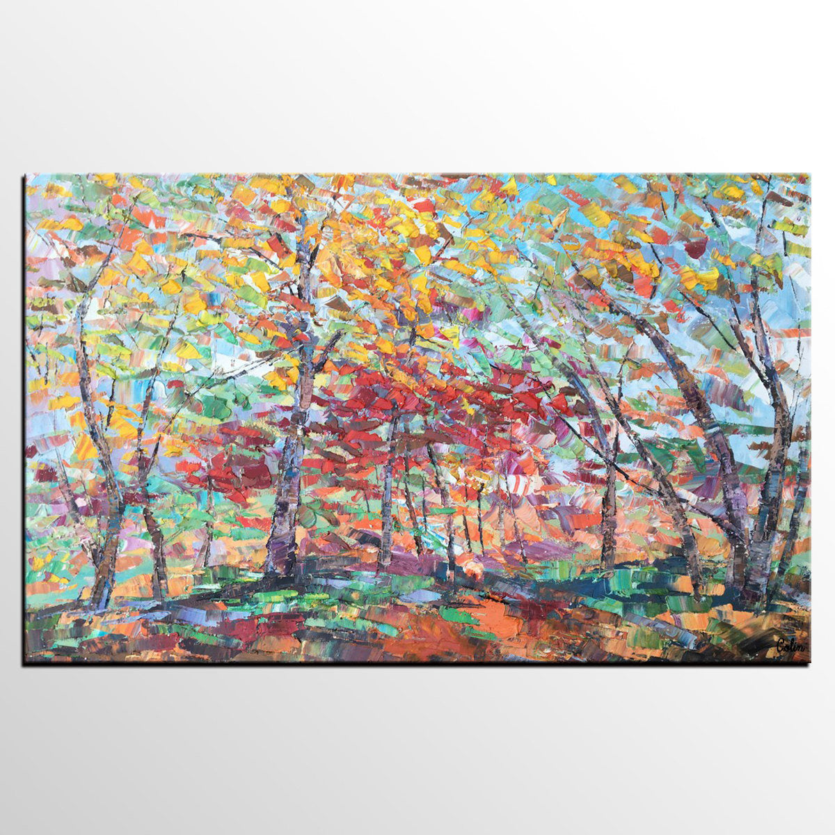 Canvas Wall Art, Birch Tree Painting, Landscape Art, Custom Art Painting for Living Room-artworkcanvas