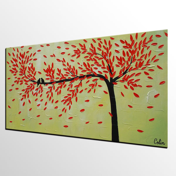 Singing Birds Painting, Love Birds Painting, Abstract Acrylic Painting, Wedding Gift, Bedroom Acrylic Paintings, Buy Paintings Online, C-artworkcanvas
