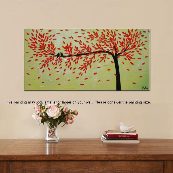 Singing Birds Painting, Love Birds Painting, Abstract Acrylic Painting, Wedding Gift, Bedroom Acrylic Paintings, Buy Paintings Online, C-artworkcanvas