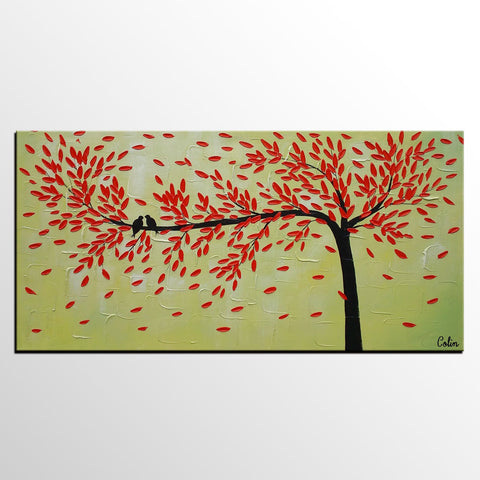 Singing Birds Painting, Love Birds Painting, Abstract Acrylic Painting, Wedding Gift, Bedroom Acrylic Paintings, Buy Paintings Online, C-artworkcanvas