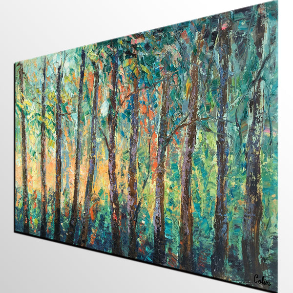 Landscape Painting, Large Canvas Art, Wall Art, Birch Tree Artwork, Canvas Painting, Original Oil Painting-artworkcanvas