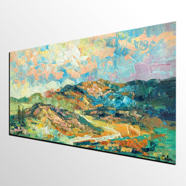 Landscape Painting, Autumn Mountain Painting, Original Wall Art, Custom Canvas Art, Original Artwork, Canvas Painting, Oil Painting-artworkcanvas