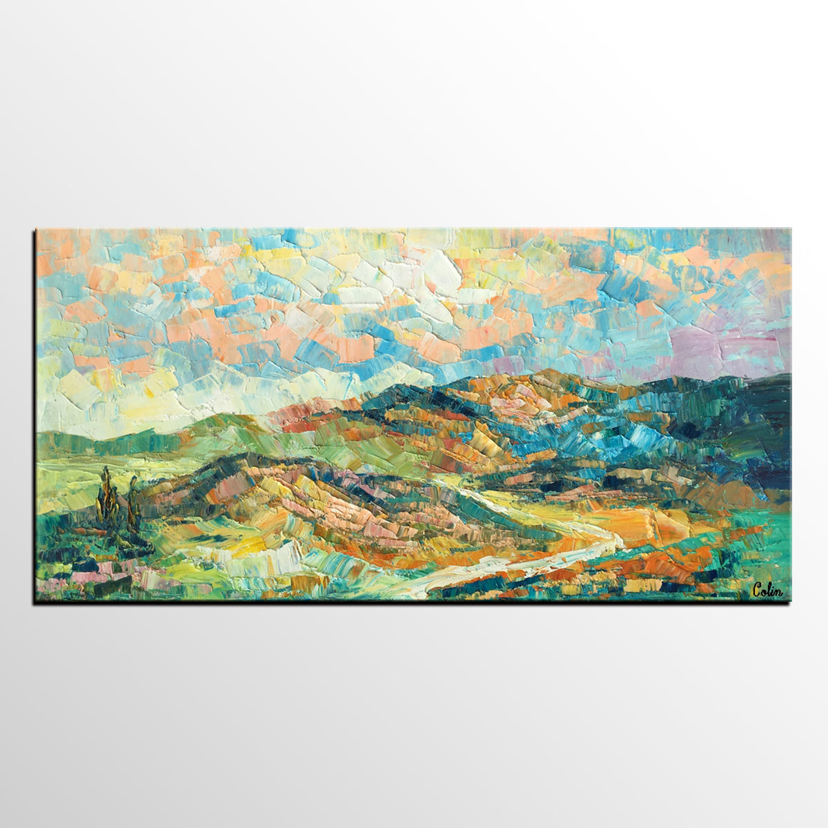 Landscape Painting, Autumn Mountain Painting, Original Wall Art, Custom Canvas Art, Original Artwork, Canvas Painting, Oil Painting-artworkcanvas