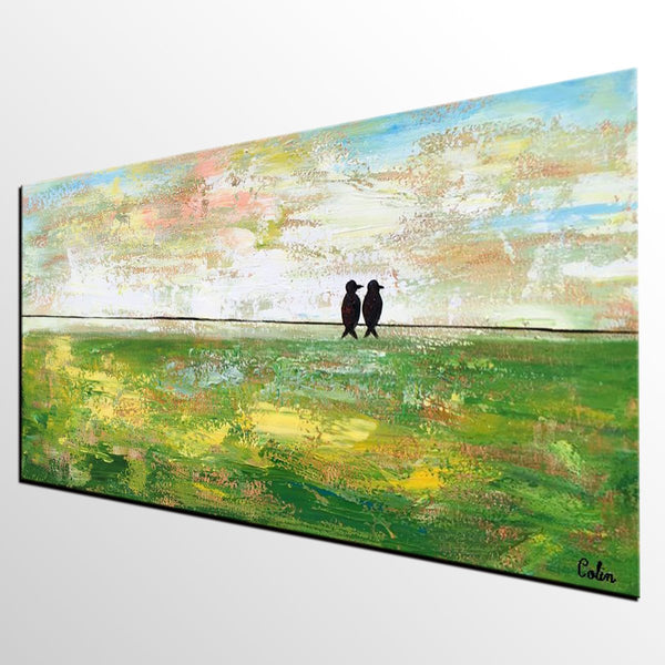 Abstract Painting, Original Wall Art Painting, Modern Canvas Painting, Love Birds Painting, Simple Modern Art, Paintings for Bedroom-artworkcanvas