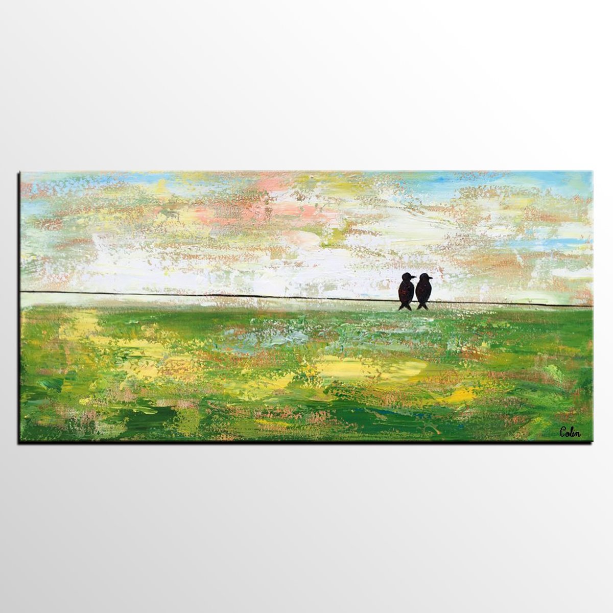 Abstract Painting, Original Wall Art Painting, Modern Canvas Painting, Love Birds Painting, Simple Modern Art, Paintings for Bedroom-artworkcanvas