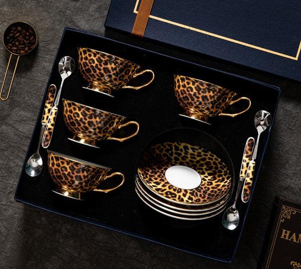 Modern Ceramic Cups, Creative Bone China Porcelain Tea Cup Set, Elegant Ceramic Coffee Cups, Unique Tea Cups and Saucers in Gift Box-artworkcanvas