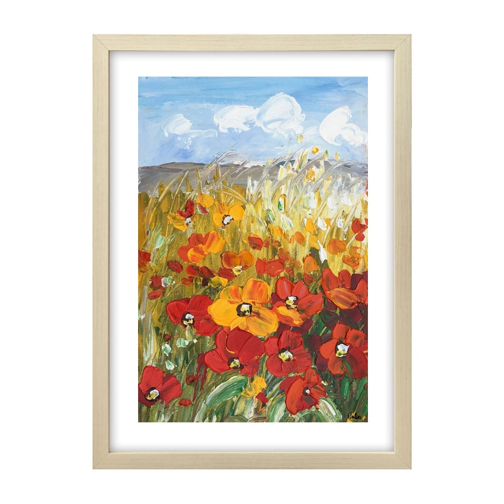 Heavy Texture Oil Painting, Red Poppy Field Painting, Small Painting, Abstract Painting-artworkcanvas