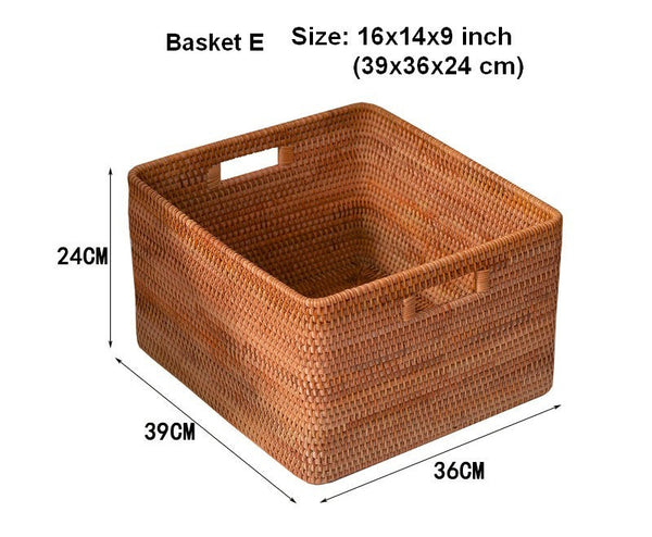 Rattan Storage Baskets, Storage Basket for Shelves, Rectangular Storage Basket for Toys, Storage Baskets for Kitchen, Storage Baskets for Bedroom-artworkcanvas