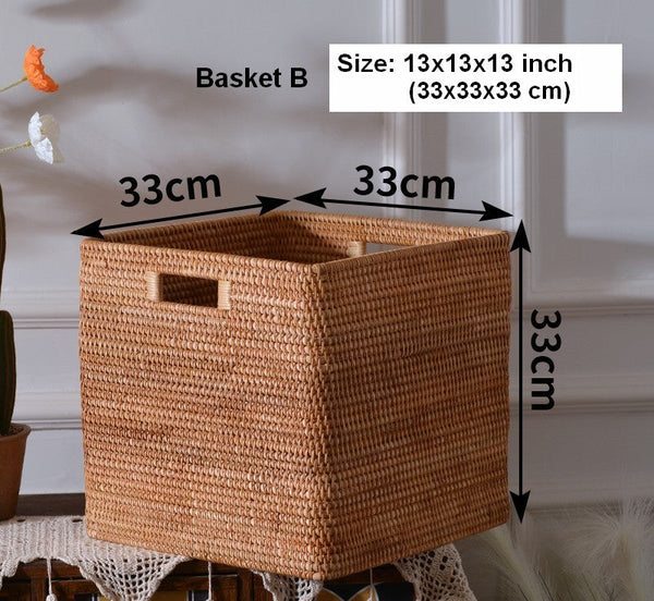 Storage Basket for Shelves, Large Rectangular Storage Basket, Storage Baskets for Kitchen, Woven Storage Basket for Living Room-artworkcanvas