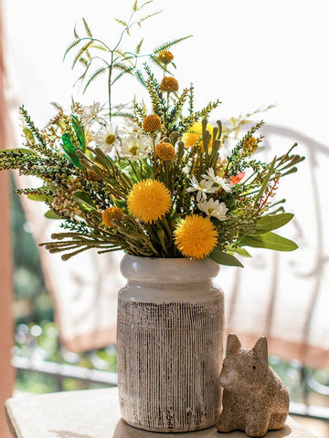 Beautiful Modern Artificial Flowers for Dining Room Table, Dandelion, Wheat Branch, Eucalyptus Globulus, Unique Flower Arrangement for Home Decoration-artworkcanvas