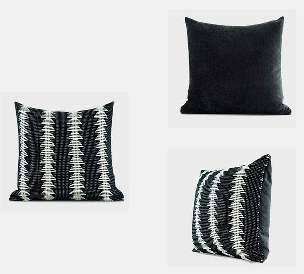 Large Modern Sofa Pillow Covers, Black and White Pattern Contemporary Square Modern Throw Pillows for Couch, Simple Throw Pillow for Interior Design-artworkcanvas