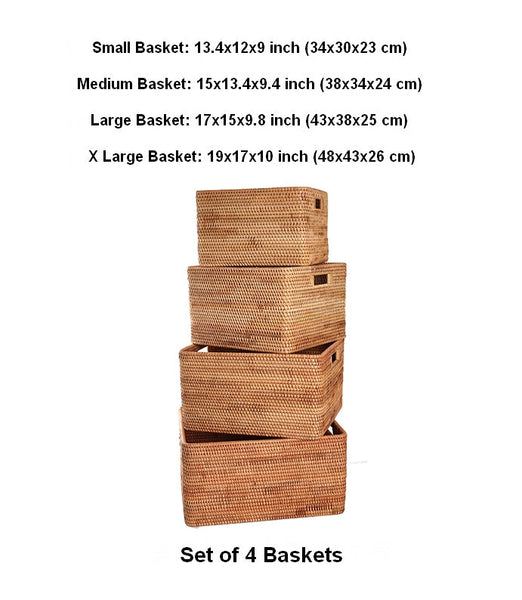 Extra Large Woven Baskets for Living Room, Storage Baskets for Clothes, Storage Baskets for Kitchen, Rectangular Storage Basket for Bedroom, Storage Baskets for Shelves-artworkcanvas