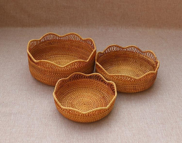 Woven Round Storage Basket, Cute Small Rattan Woven Baskets, Fruit Storage Basket, Storage Baskets for Kitchen-artworkcanvas