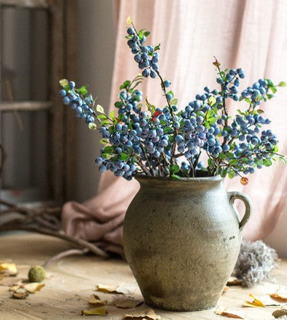 Simple Artificial Flowers for Home Decoration, Flower Arrangement Ideas for Living Room, Blue Cranberry Fruit Branch, Spring Artificial Floral for Bedroom-artworkcanvas