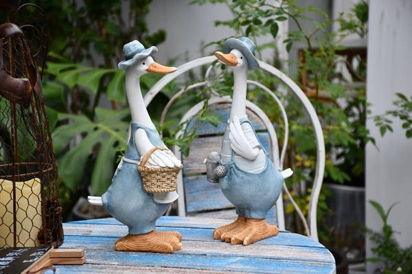 Duck Couple Statue for Garden, Animal Statue for Garden Courtyard Ornament, Villa Outdoor Decor Gardening Ideas-artworkcanvas