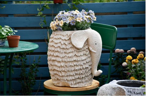 Unique Garden Flowerpot, Large Elephant Flowerpot, Resin Statue for Garden, Modern Animal Statue for Garden Ornaments, Villa Outdoor Decor Gardening Ideas-artworkcanvas