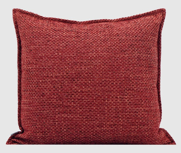 Large Square Modern Throw Pillows for Couch, Red Contemporary Modern Sofa Pillows, Simple Decorative Throw Pillows, Large Throw Pillow for Interior Design-artworkcanvas