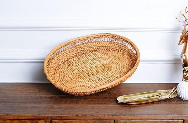 Rattan Storage Basket for Pantry, Round Storage Basket, Storage Baskets for Kitchen, Woven Storage Basket for Dining Room-artworkcanvas