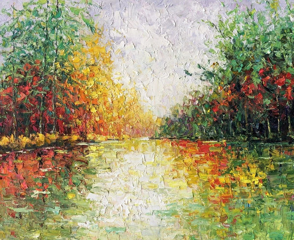Forest Landscape Painting, Forest Tree Painting, Heavy Texture Painting, Palette Knife Paintings, Original Oil Painting-artworkcanvas