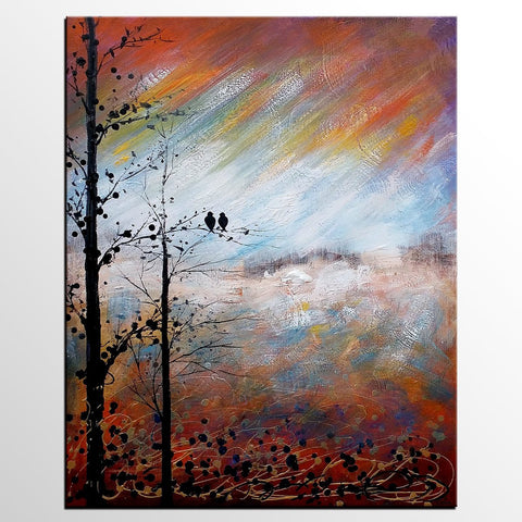 Love Birds Painting, Simple Abstract Painting, Landscape Acrylic Painting, Acrylic Canvas Painting, Bedroom Wall Art Paintings, C-artworkcanvas